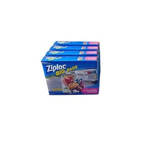 Lot 4 Boxes Ziploc Big Bag XL 10 Gallon Double Zipper Sturdy Handle 16 Bags